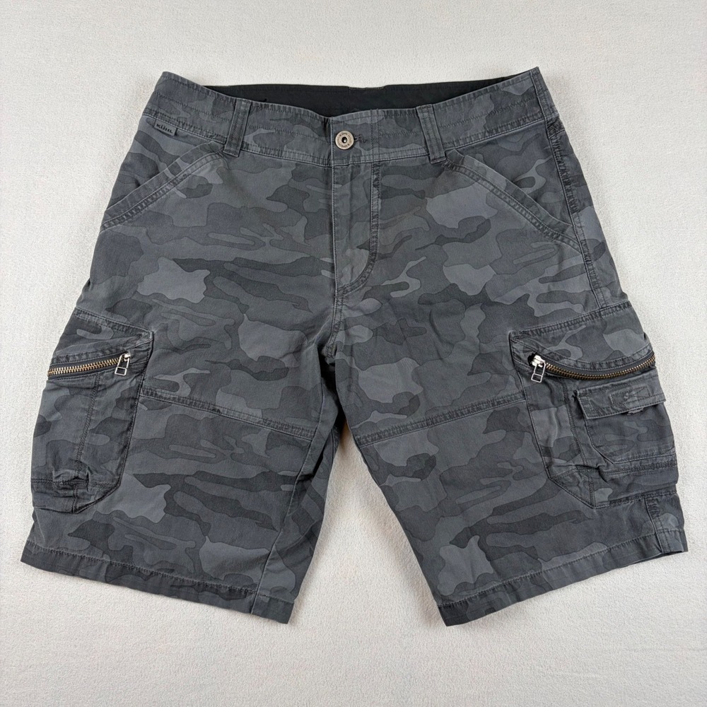 Kuhl Ambush Cargo Shorts Mens 32 Grey Camo Hiking Outdoor Utility 5149